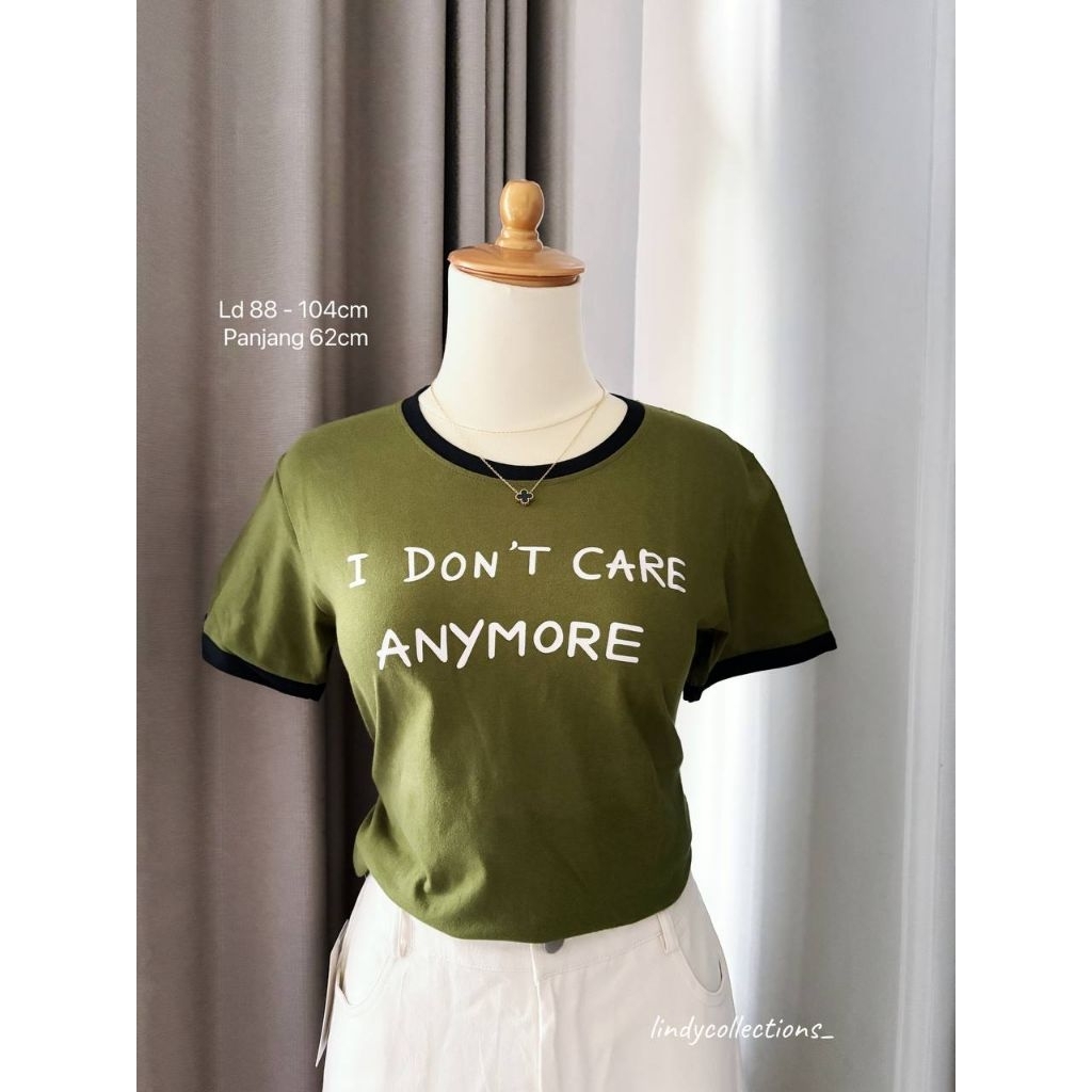 Kaos Wanita Hijau Army List Hitam | Kaos Wanita Army | Baju Wanita Dewasa I Dont Care