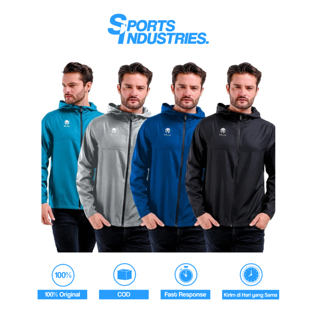 JAKET RUNNING MILLS PIZZI WINDBREAKER MEN 15015 100% ORIGINAL