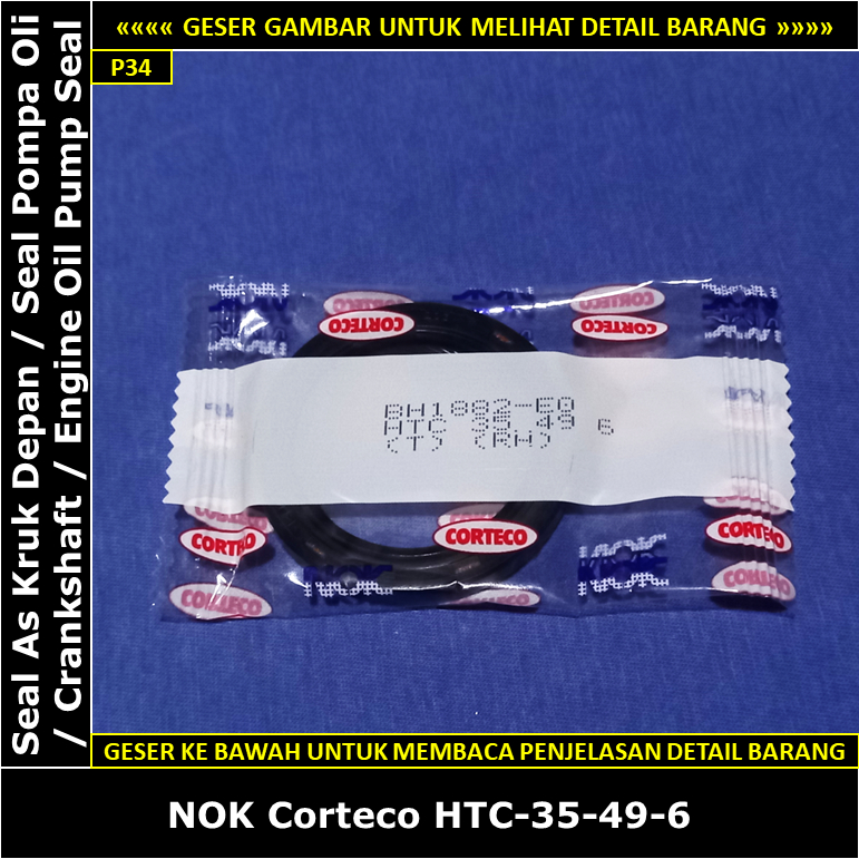 Seal As Kruk Depan Toyota Starlet Kotak XL 1000 cc 1E EP70 1984-1989 NOK Corteco HTC-35-49-6 Cranksh