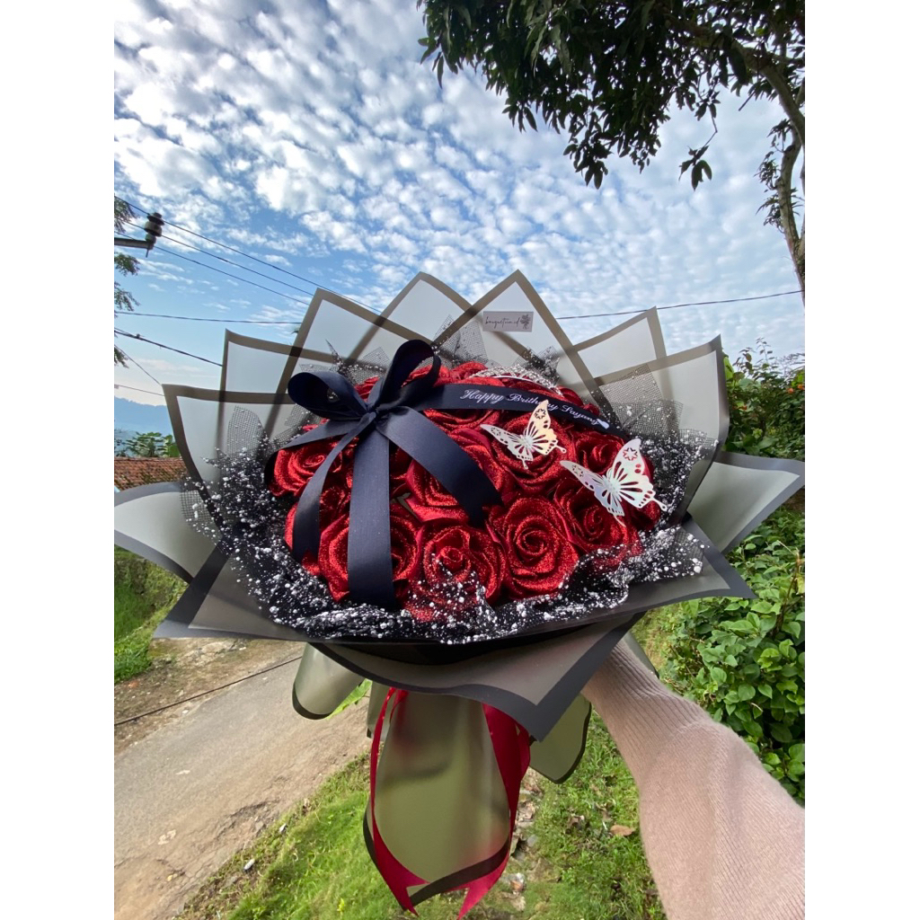 

buket bunga pita satin 25 Tangkai/pitasatin/buket wisuda/graduation/buket ulang tahun/bouquet/gift/hadiah/buket bunga pita satin