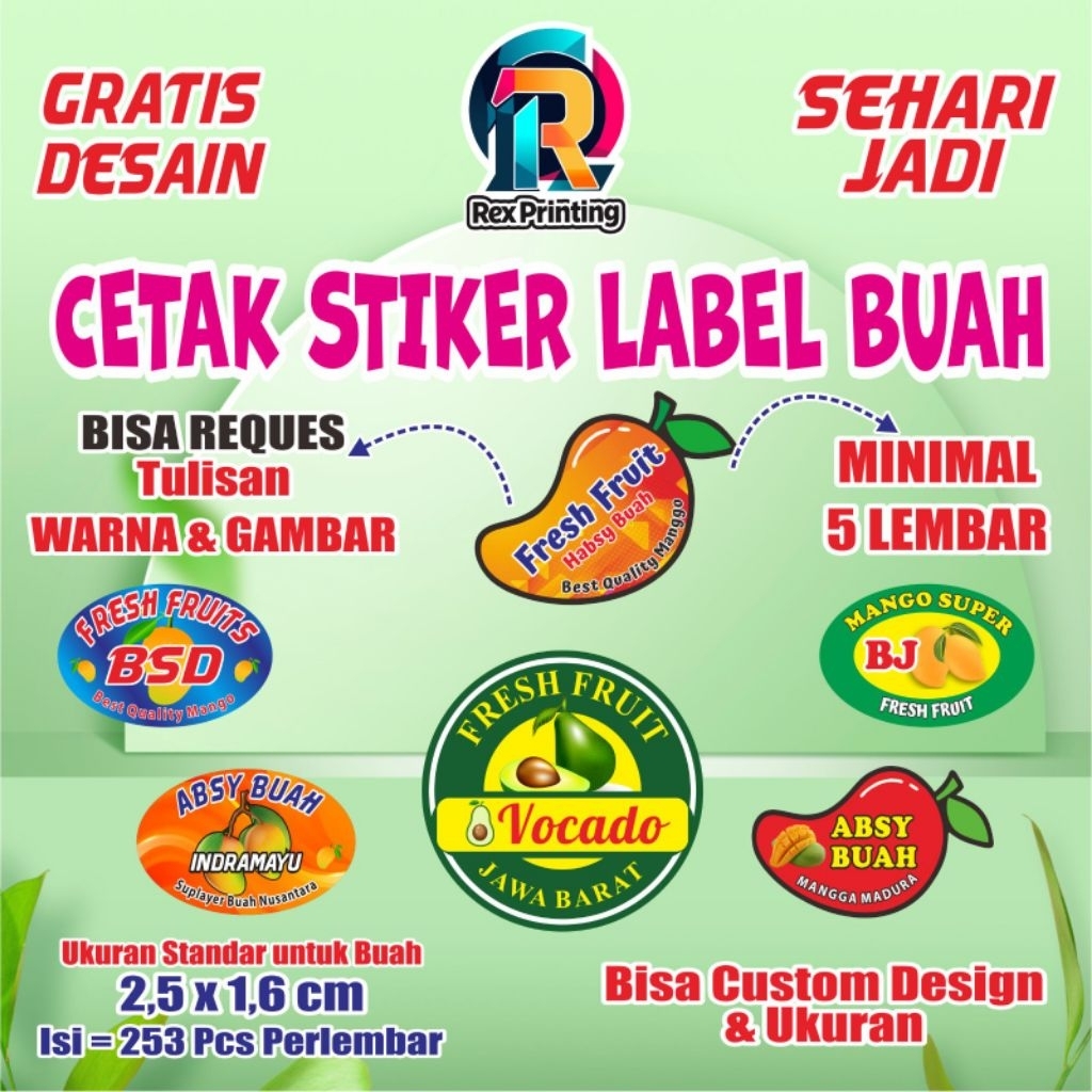 

CETAK STIKER BUAH / LABEL BUAH CUSTOM Ukuran Diameter Kecil