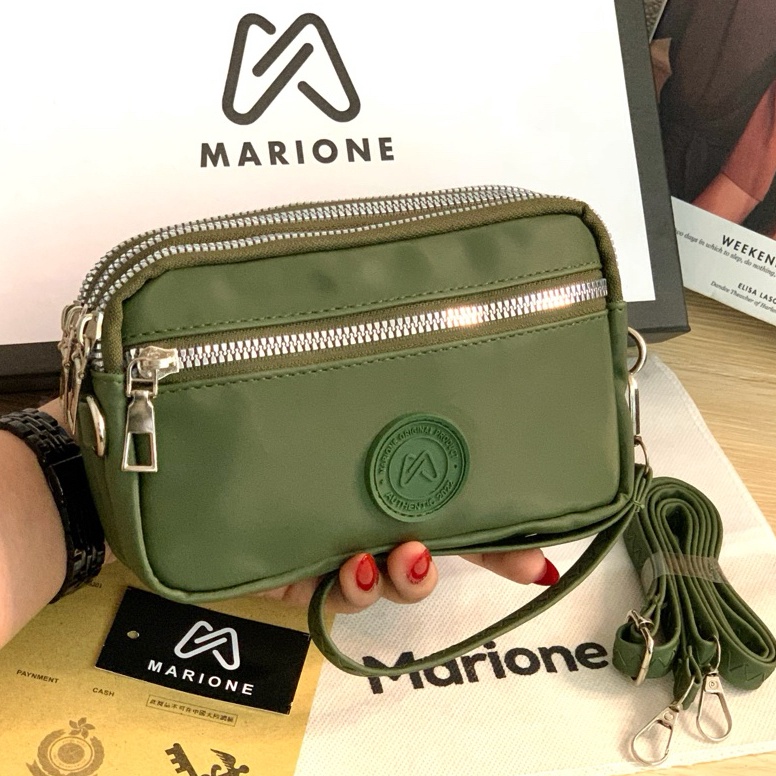KODE H93Q MARIONE  EWITA Dompet Hp wanita dompet selempang 4 resleting besar  Tas Hp  4 ruang  Ada T