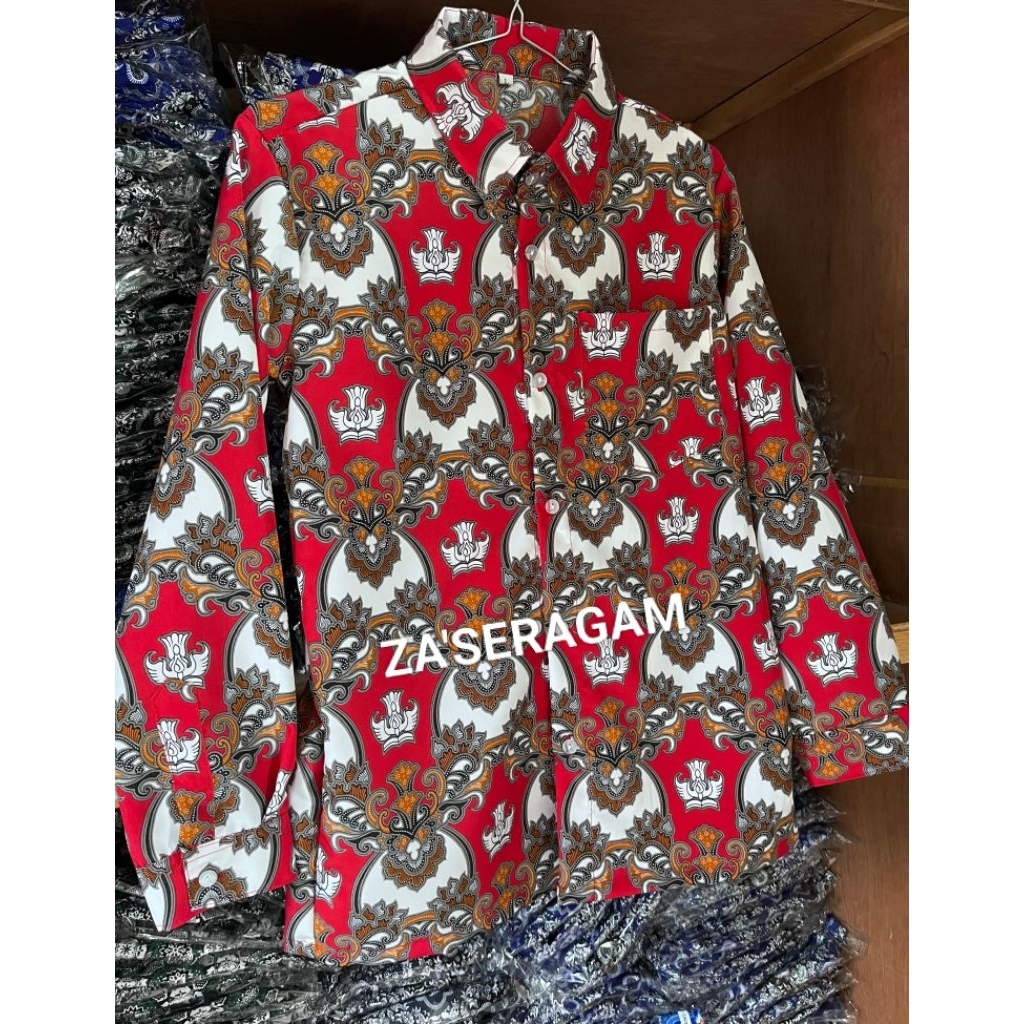 Terbaru Baju Batik Sd Negeri/Baju Batik Sd/Baju Batik Seragam Sekolah/Batik Sd Merah Lengan