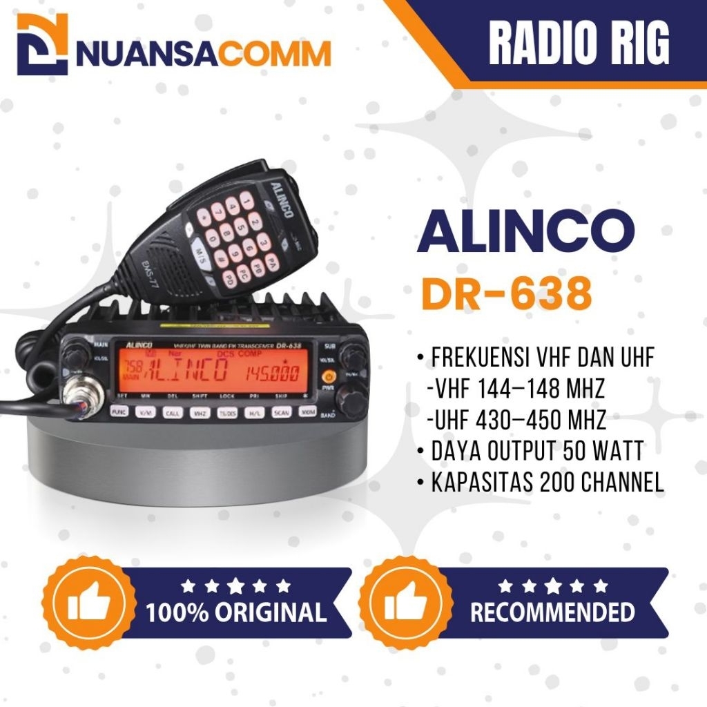 Radio Rig Alinco DR 638 / Rig Alinco DR638 / Rig DR-638 Alinco Garansi Resmi