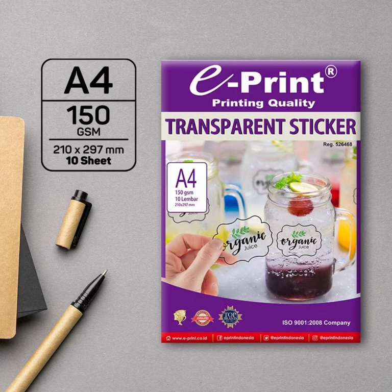 

KODE Q26F EPrint Sticker Transparan A4 15 Gsm 1 Sheets