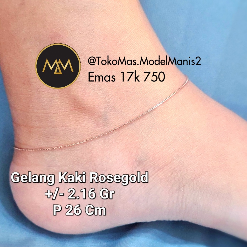 Gelang kaki santa italy rosegold 750 kadar 17k