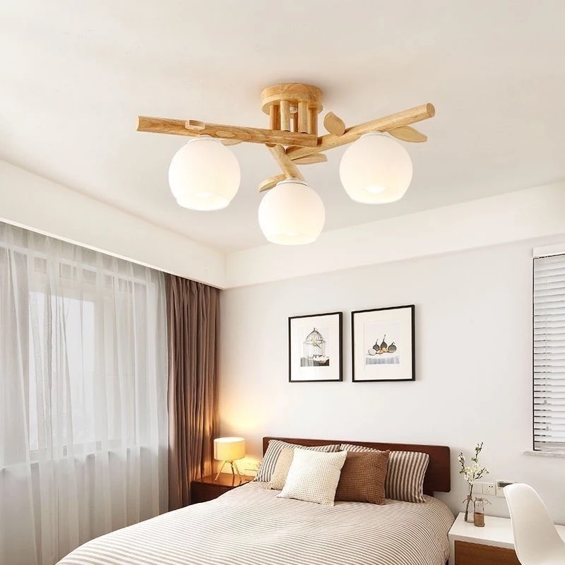 Lampu Plafon Kayu Solid Nordik Untuk Ruang Tamu, Ruang Makan Lampu Gantung Sederhana Lampu Plafon Ka