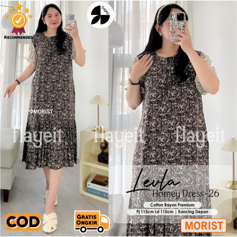 daster kekinian terbaru wanita remaja korea rayon Levla jumbo dress