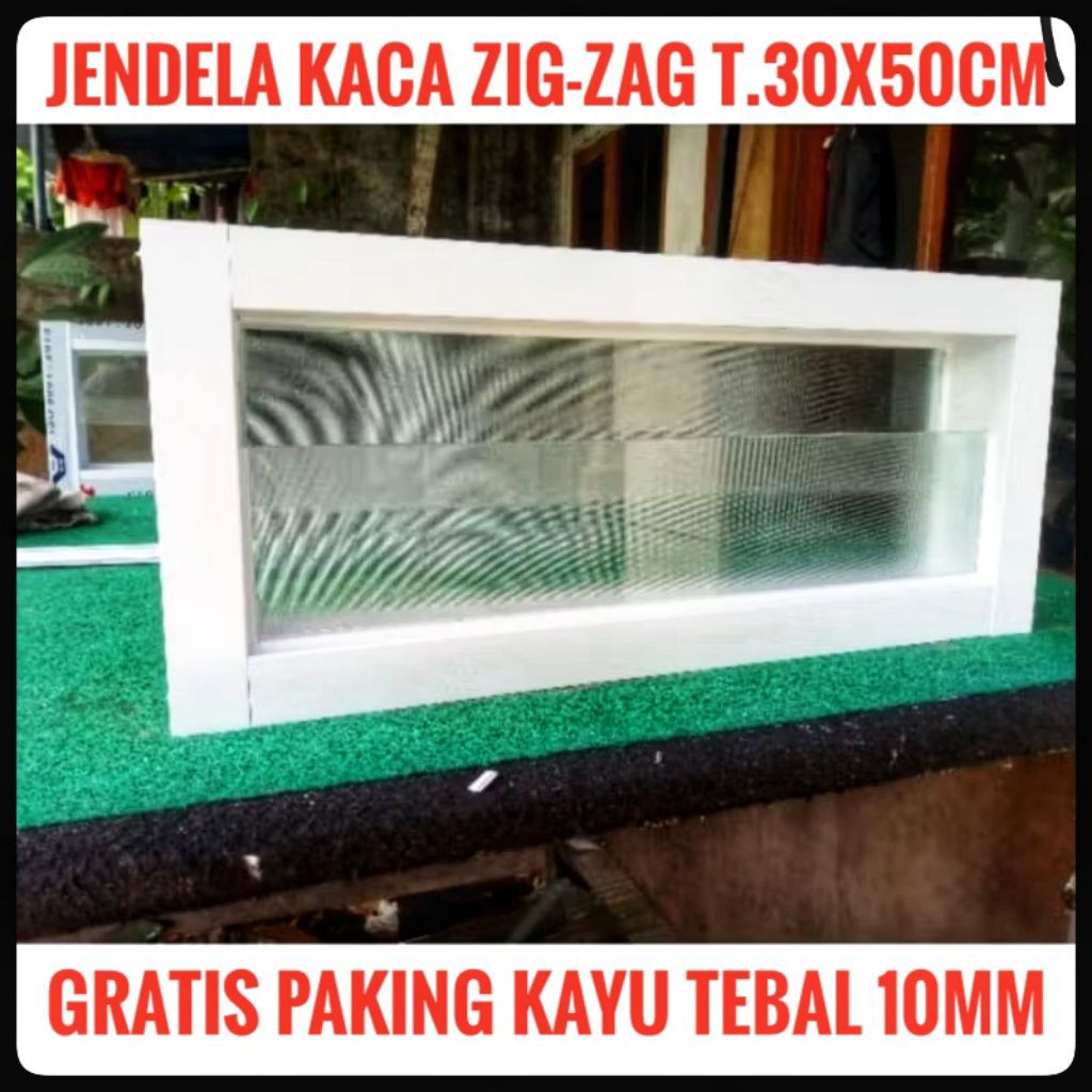 Jendela Aluminium Kaca Zig-zag T.25x50cm|Boven Aluminium|Jendela Boven Aluminium|Ventilasi Aluminium