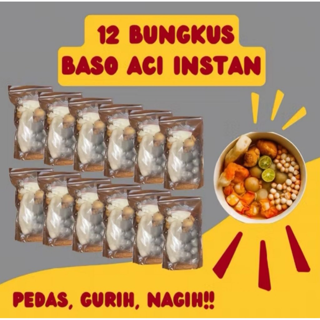 

PAKET BASO ACI INSTAN KOMPLIT PEDAS 12 BUNGKUS FREE 1 BUNGKUS PAKET KENYANG