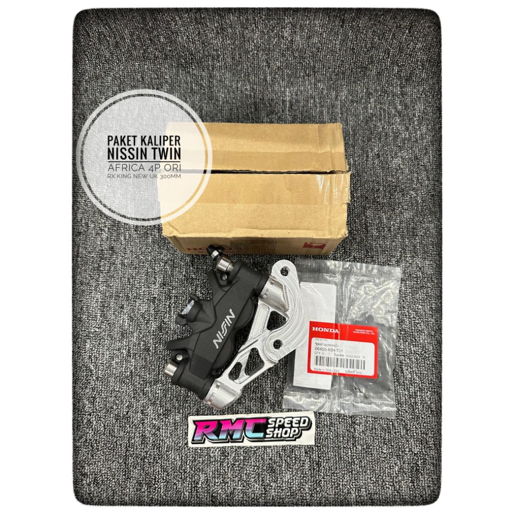 Paket Kaliper Nissin Twin Africa 4piston ori untuk RX king new ukuran 300mm / Kaliper Nissin twin Af