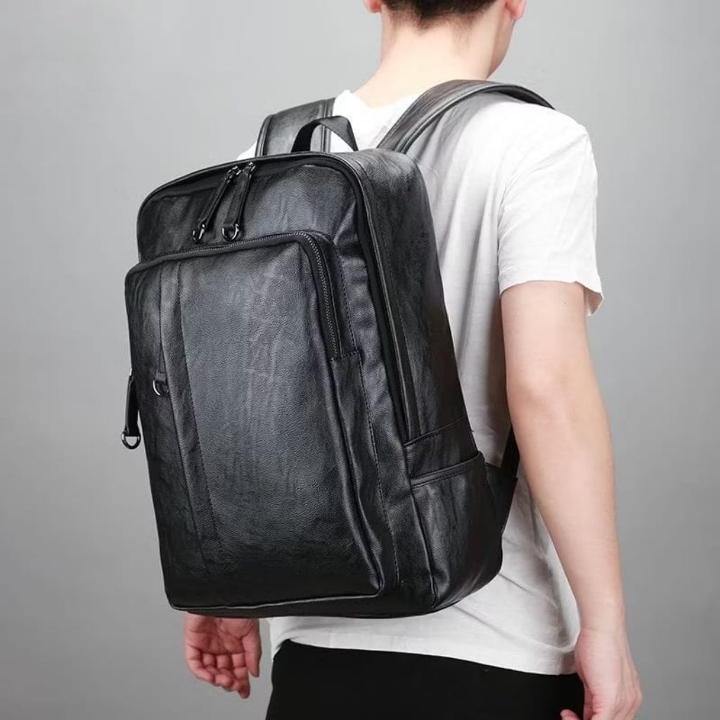 Tas Ransel Backpack Kulit, Pria/Wanita Tas Kerja Kantor/Traveling Tas Mewah Import Keren Terbaru