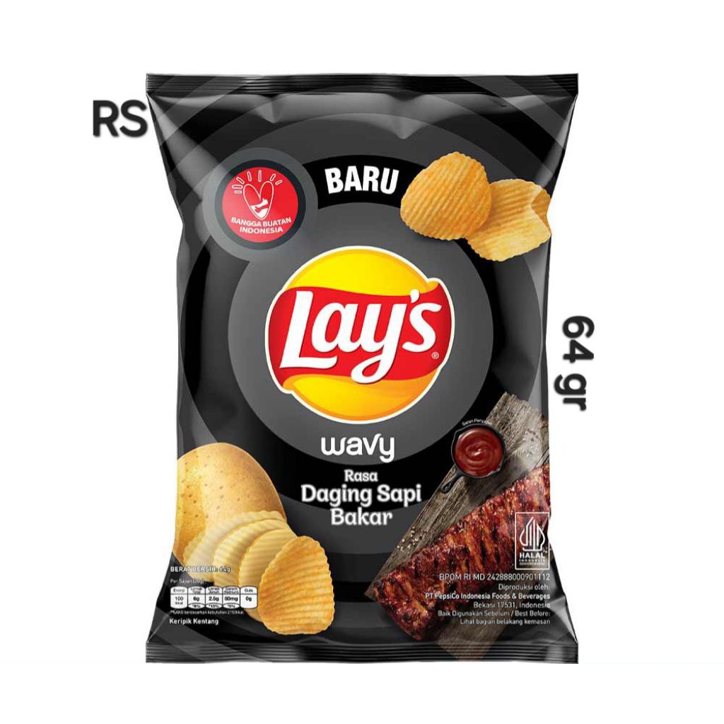 

lay's snack potato chips daging sapi bakar/rumput laut/ayam goreng/pedas manis 64g