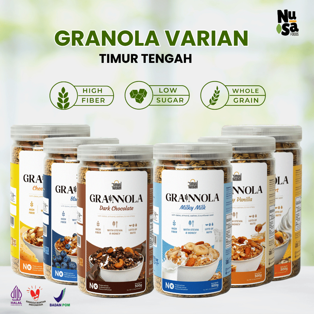 

Granola Timur Tengah 500 gram Grainnola Cemilan Diet Rendah Kalori