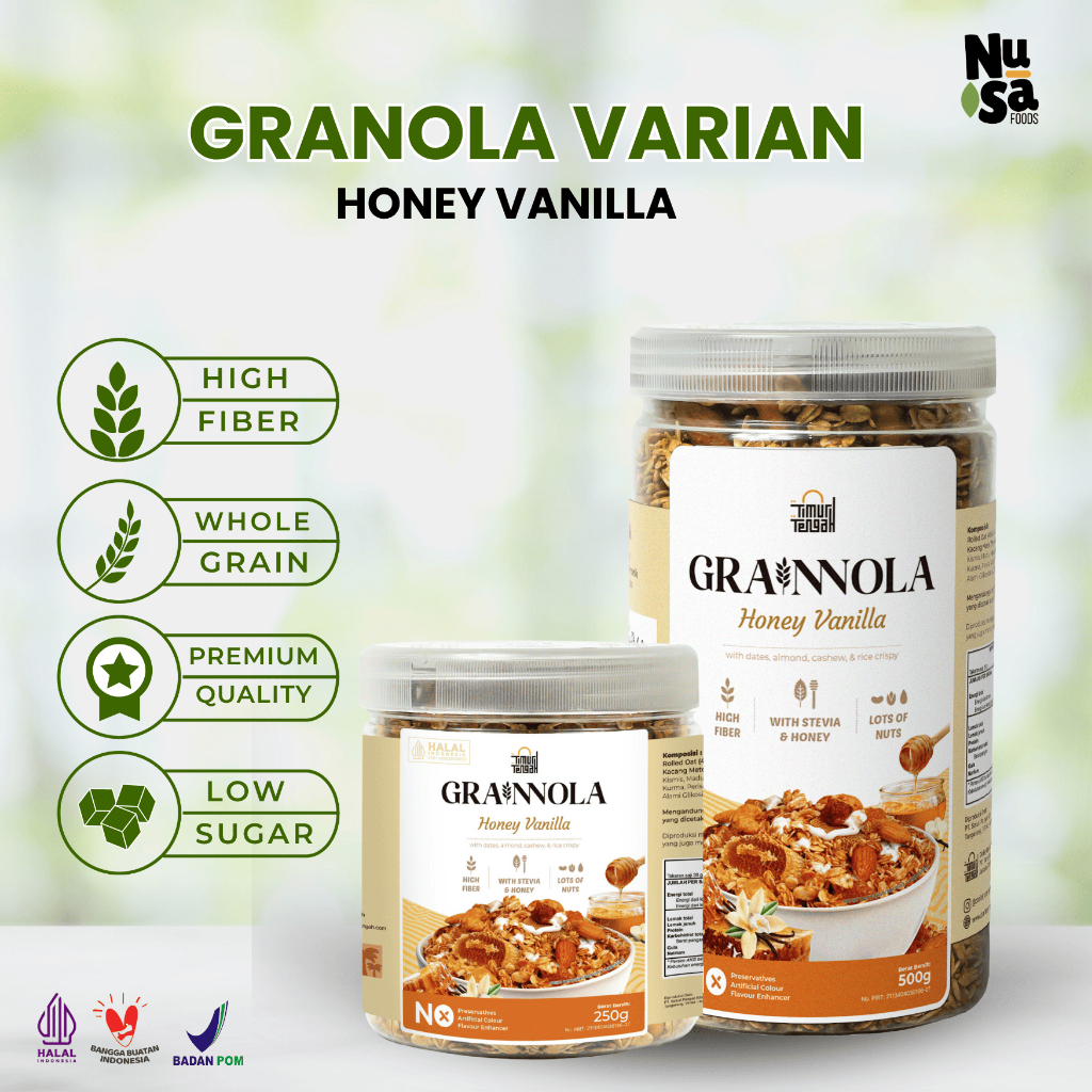 

Granola Timur Tengah Vanilla 500 Gram Grainnola Cemilan Sehat