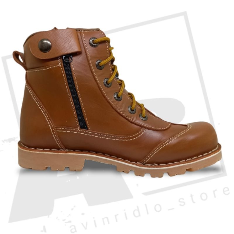 1206S Brown Sepatu kulit Safety Boot untuk pria Size 39-43 - TokoShoesBandung