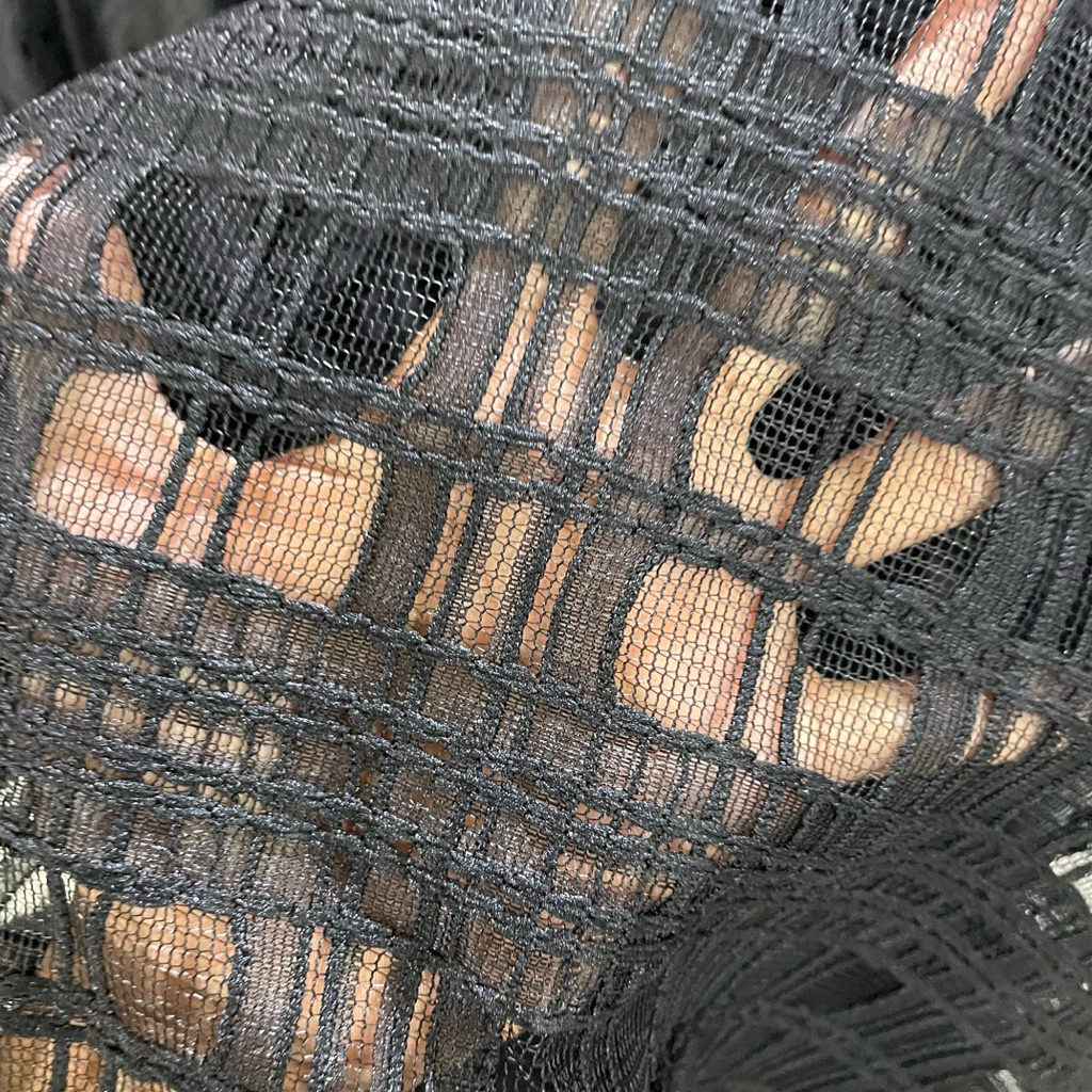 kain tille brokat motif etnik premium - kain tulle brukat - kain brokat warna hitam dt