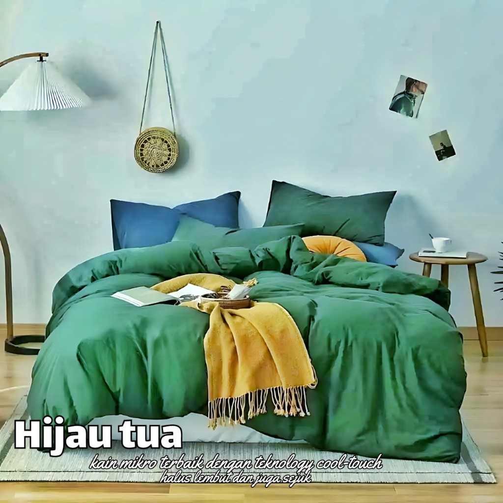 COD SEPREI Polos Premium Warna HIJAU TUA Sprei ANTI GESER Ukuran All Size Kain Microsilk Homemade