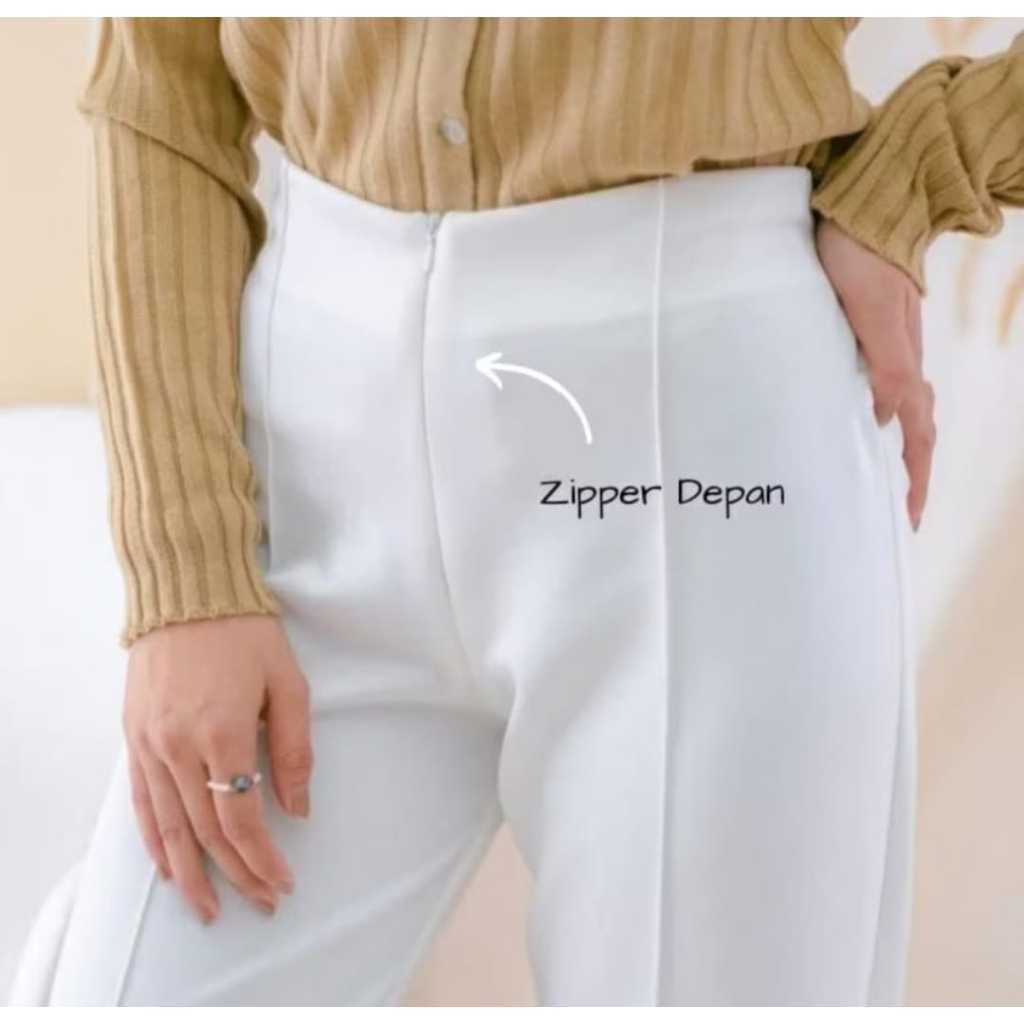 BIGG PROMO Kulot Scuba Zipper Premium Celana Scuba Zipper Resleting Depan Kulot Ootd Kekinian