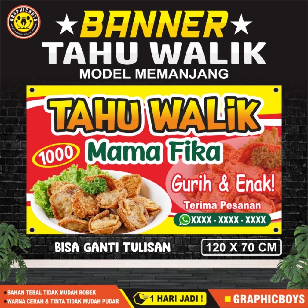 Spanduk Tahu Walik Ukuran 120 X 70 Cm / Banner Tahu Walik Ukuran 120 X 70 Cm
