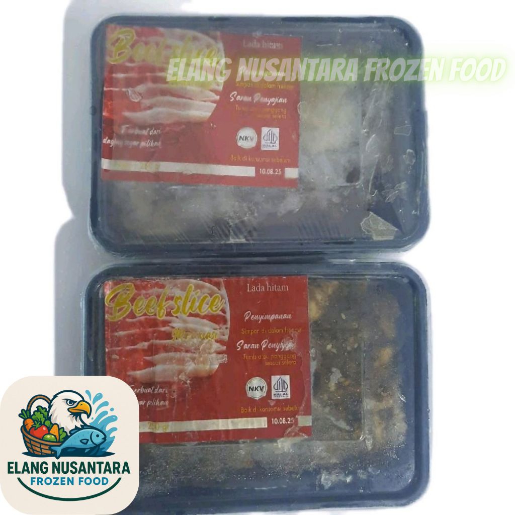 

Elang Nusantara Frozen Food Daging Slice Marinasi Lada Hitam 250gr Pedas Spicy Dendeng Baru & Bagus - Meat, Seafood