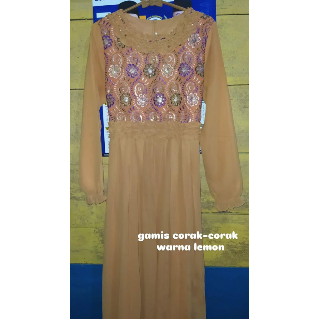Gamis Corak Warna Lemon