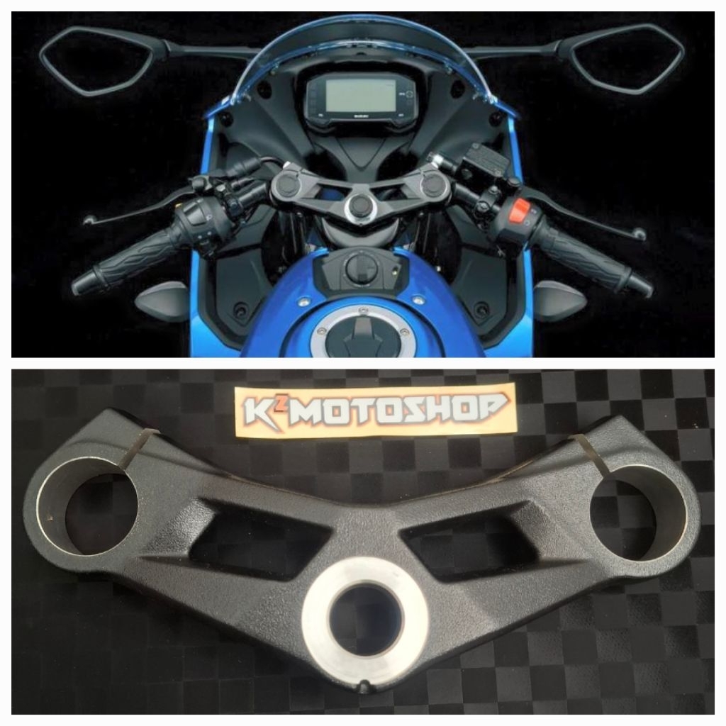 Segitiga Atas Bracket Upper Triple Clamp Suzuki GSX R Hitam Silver ORI