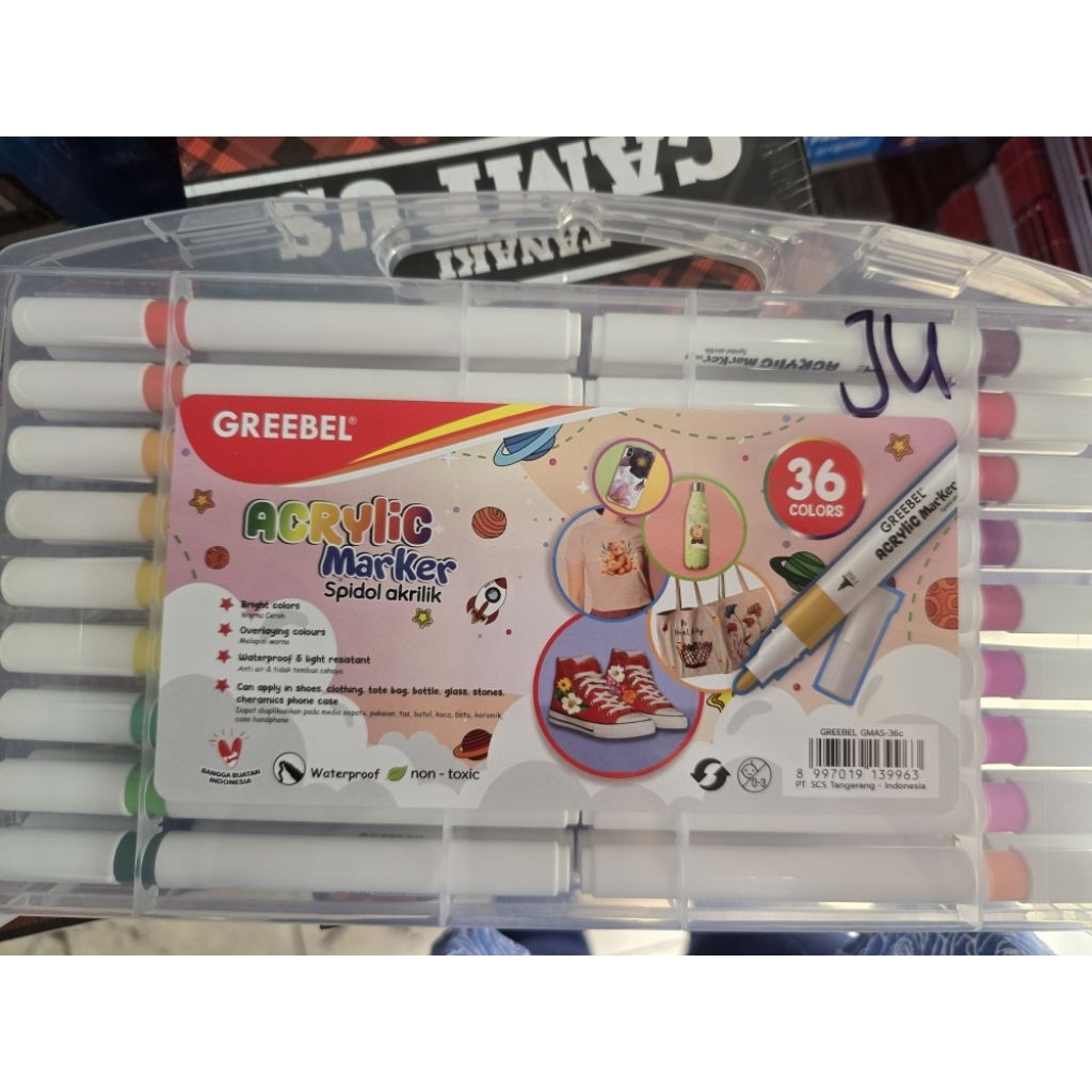 

ACRYLIC MARKER 36 COLORS SPIDOL AKRILIK SATU MATA SINGLE HEAD GREEBEL 36 WARNA