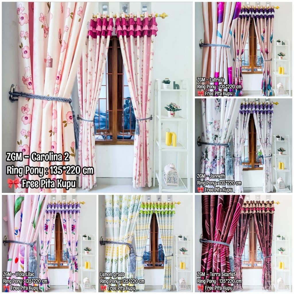 Gorden Rumbai susun pita Pintu dan gorden Jendela Smokring Ring 12 ukuran 135x220