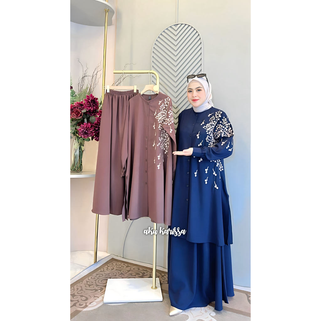 ZEVANI SYAFINAH ZENAIRA ARSANITA SET TUNIK SYARI BORDIR AKU KARISSA