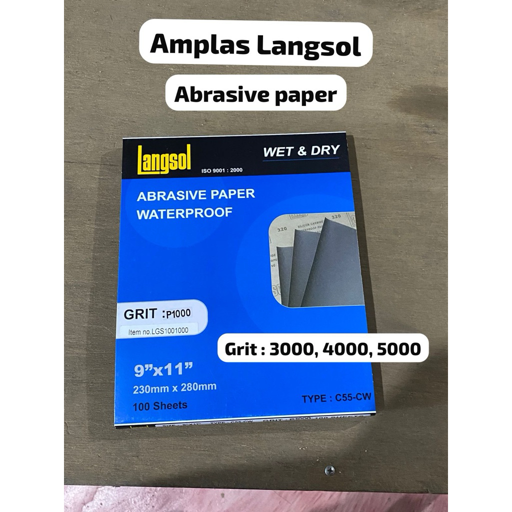 Amplas Lembaran Merk Langsol Silicon Carbide Waterproof Paper KERTAS PASIR GRIT 3000 4000 5000