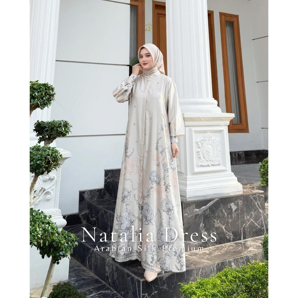 Faraz Label - NATALIA DRESS Pakaian Muslim Wanita Dress Armany Silk Gamis Motif Printing