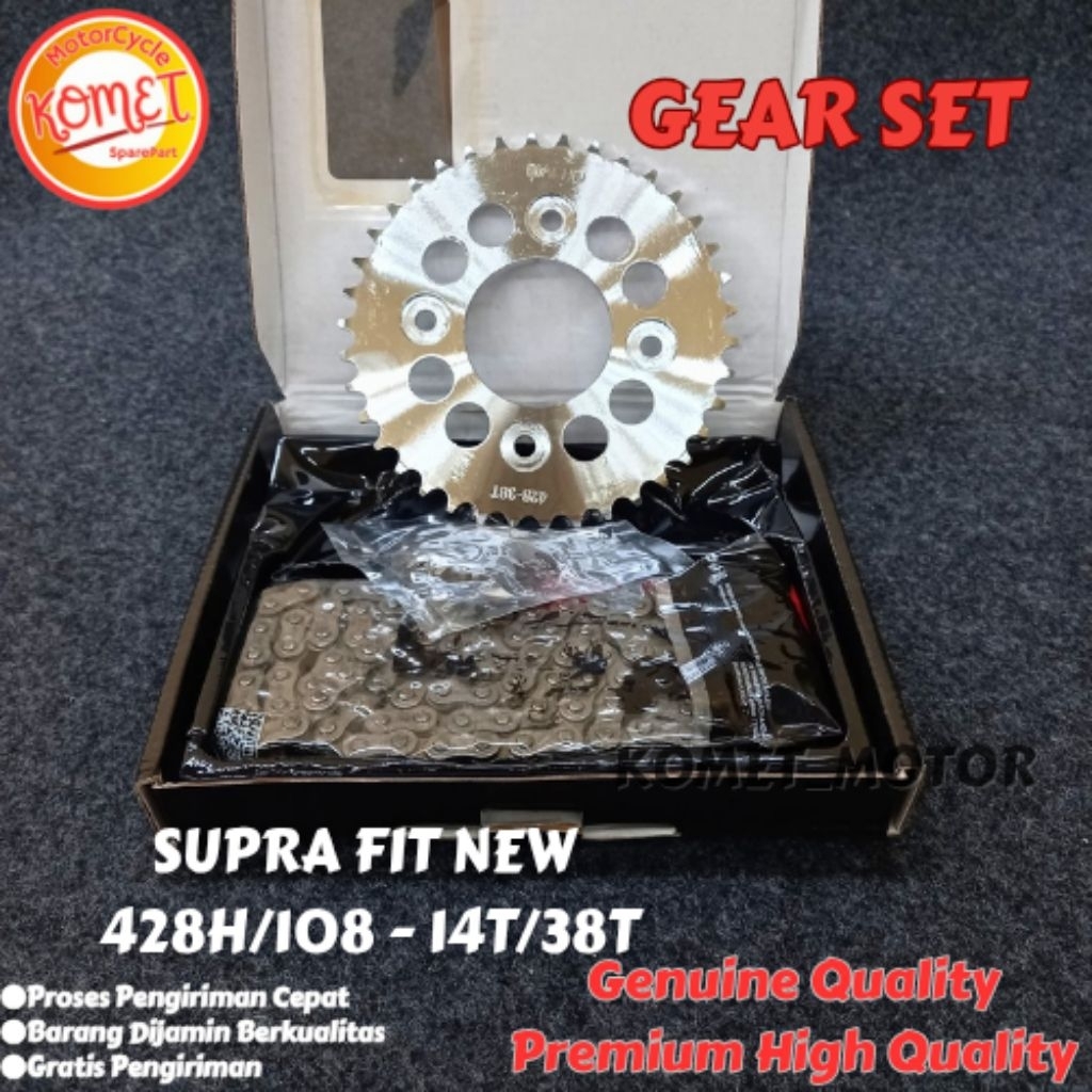 [KOMET] GEAR SET GIR PAKET 14T/38T SUPRA FIT NEW/KARISMA/SUPRA X 125/REVO ABSOLUTE [MACHO]
