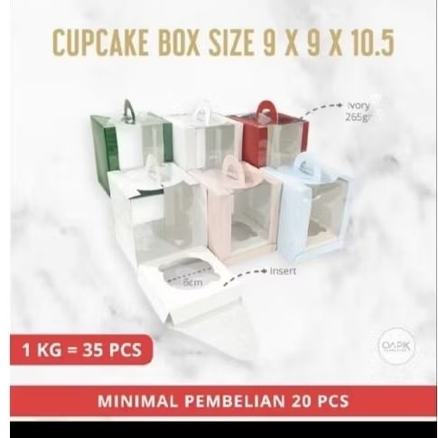 

Cupcake Box Mika 9x9x10.5, Kemasan Makanan, Packaging Makanan, Dus Cupcake