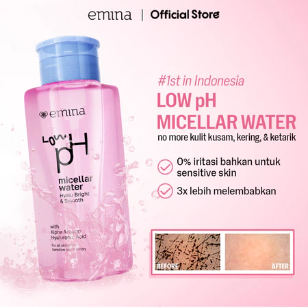 AS Emina Low pH Micellar Water HyaluBright & Smooth  | Pembersih Wajah - Gentle Makeup Remover - Dou