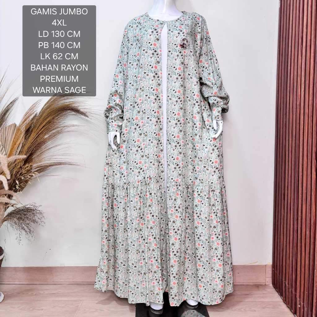 Gamis Jumbo Ld 130 Cm Model Outer Bahan Rayon Premium - Aretha Dress