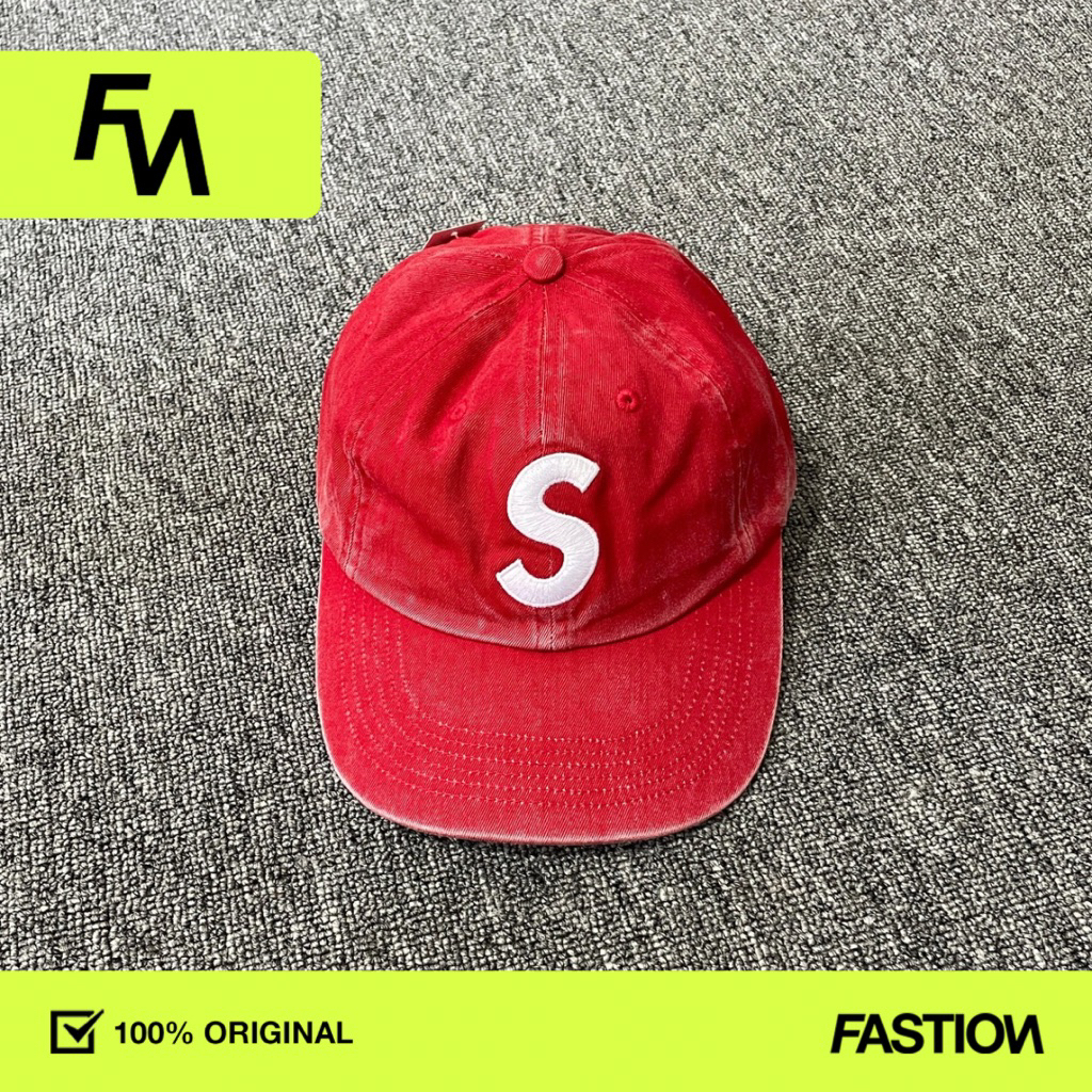 Supreme Pigment Coated washed 6 panel S logo Red
