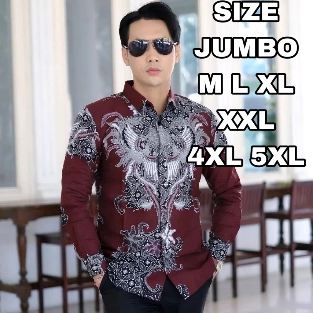 Batik Pria Lengan Panjang M-5XL || Kemeja Batik Pria Ukuran Jumbo