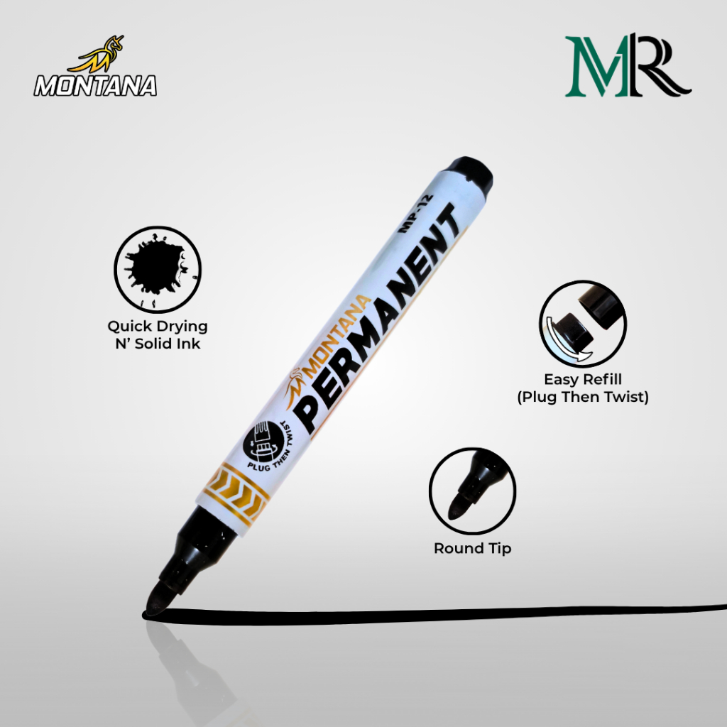 

Spidol Permanen Montana Hitam - Refillable - Tinta Solid & Cepat Kering (1pcs)