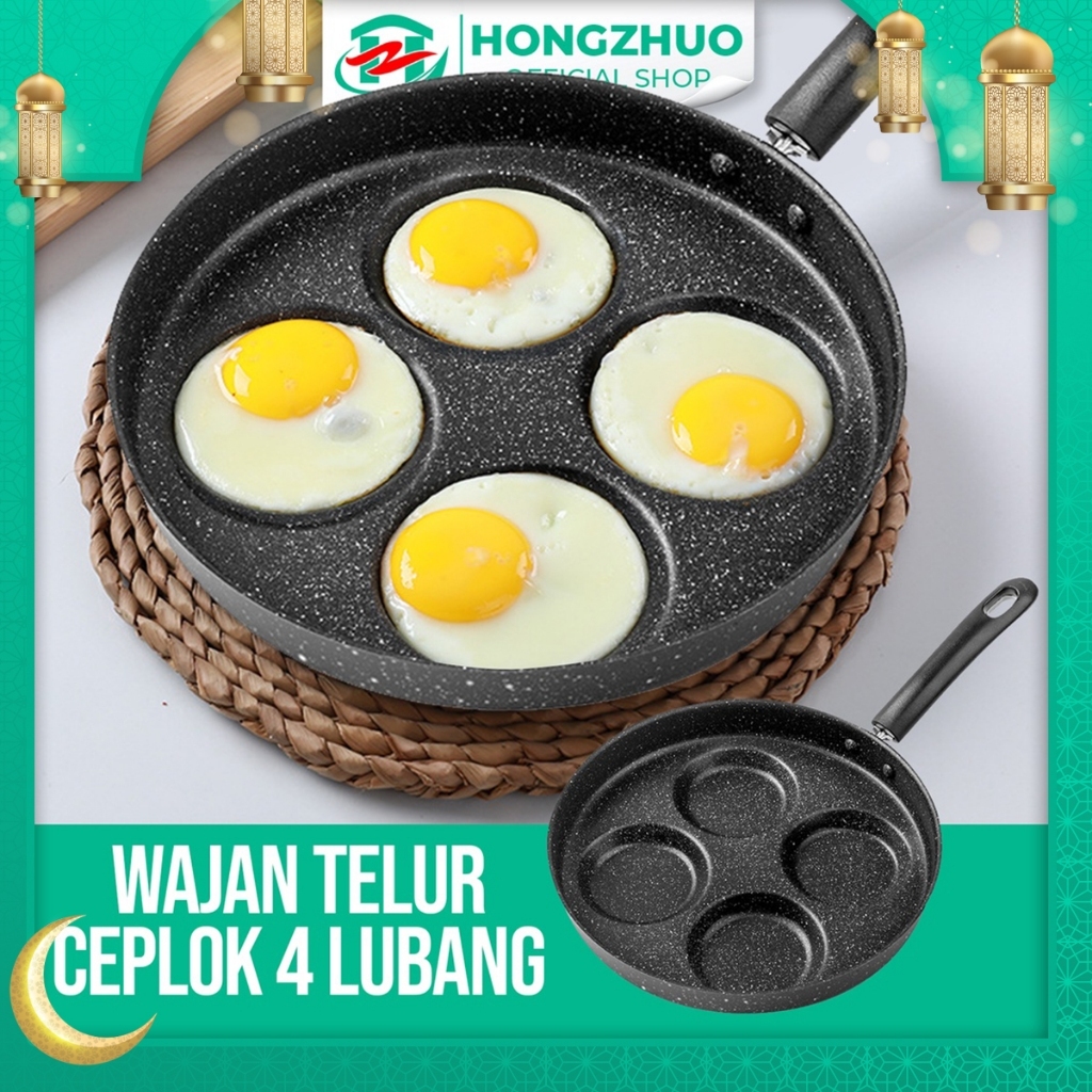 Hongzhuo Panci Wajan Penggorengan Telur Pancake 4 Lubang Wajan Teflon Telur Anti Lengket