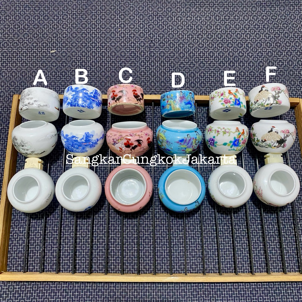 Cepuk Cungkok keramik Burung Kecil Sedang Tieumi Branjangan Pleci 3pcs