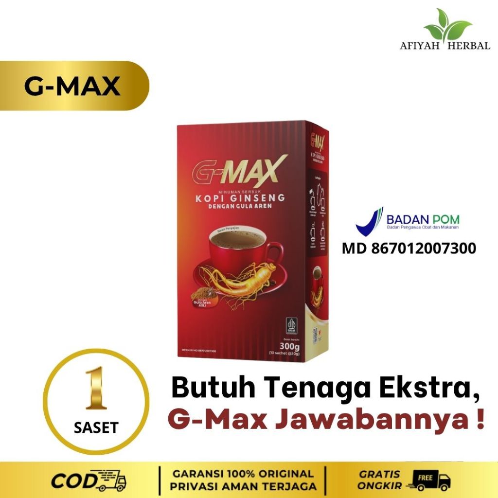 

G-MAX Kopi Ginseng Stamina Pria Tahan Lama BPOM 1 Sachet