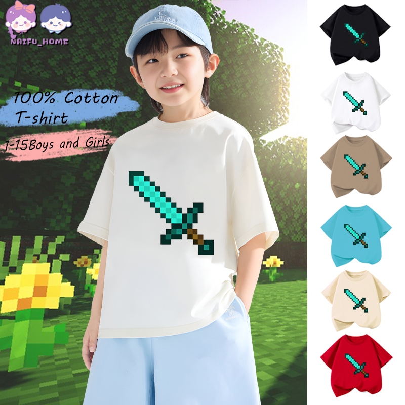 NAIFU COD. RADEYA Import 100% Cotton kaos Anak Laki Laki Kaos Minecrafttt anak Baju Game Terbaru Imp