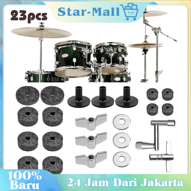 18Pcs Drum Kit Busa Cymbal Felt Cymbal Drum Key Sleeve Cymbal Aksesoris Perangkat Drum