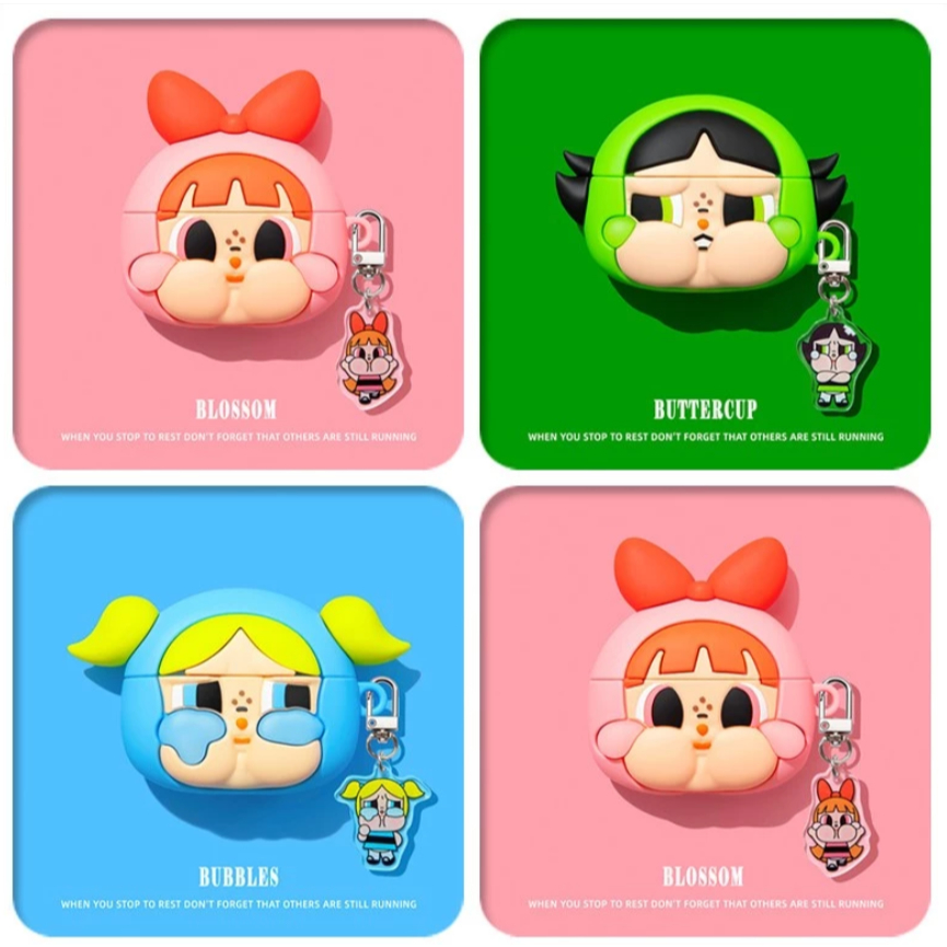 Premium Casing AirPods [POWER PUFF GIRL] AirPods 1 2 3 4 Pro Pro2 Penutup Perlindungan Airpod