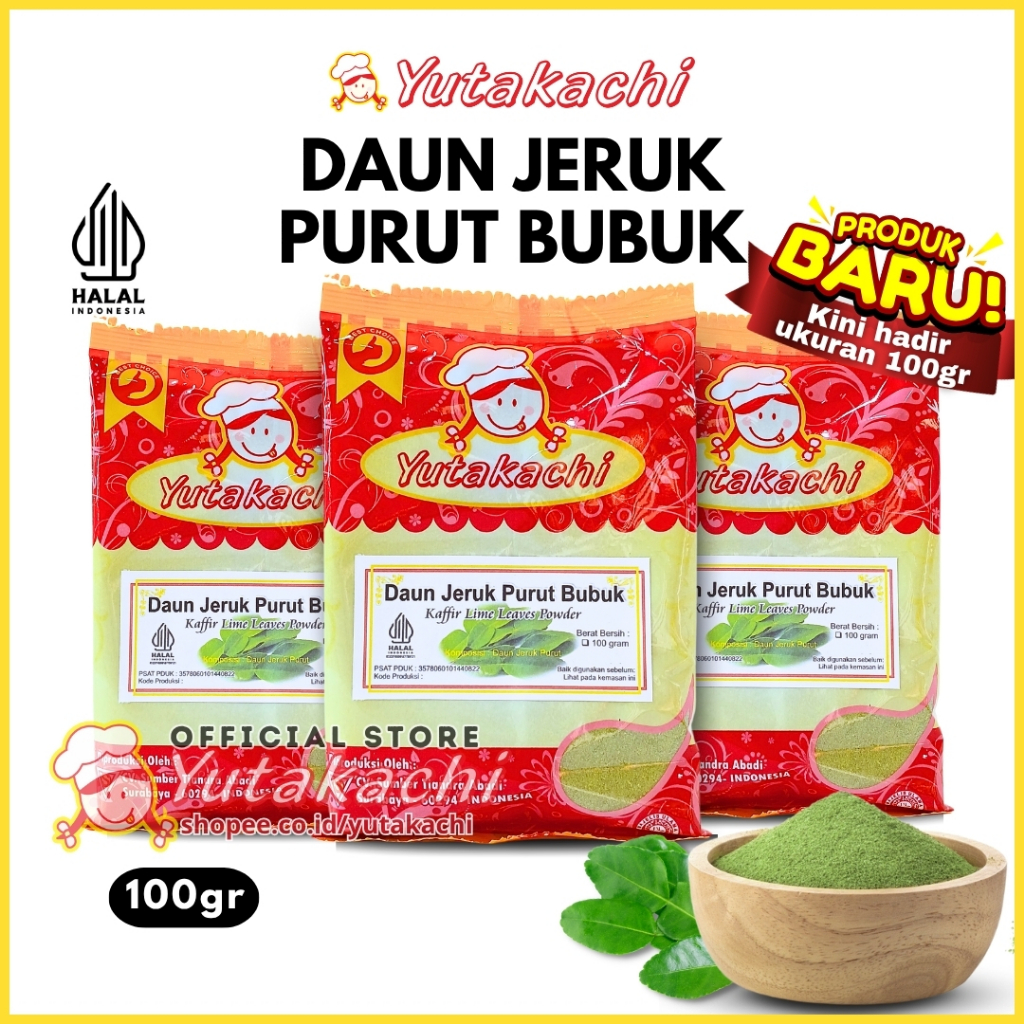 

Daun Jeruk Purut Bubuk 100 Gram Yutakachi / Lime Leaves Powder