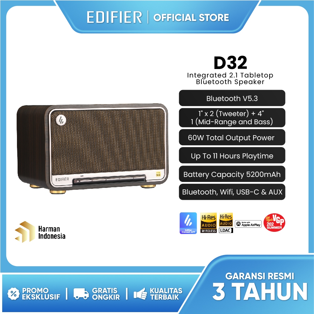 EDIFIER D32 Integreted 2.1 Tabletop Bluetooth Speaker