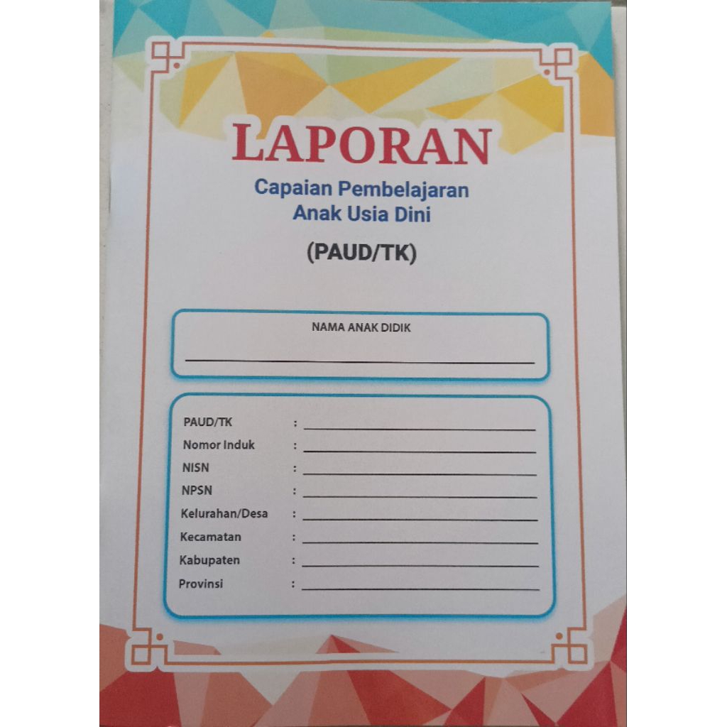 Buku Raport  Kumer , Untuk TK / PAUD