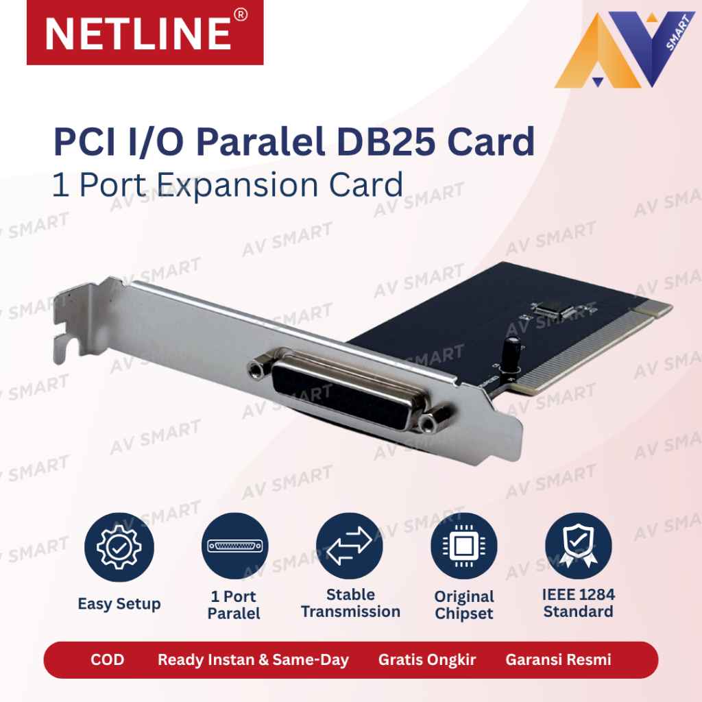 Netline PCI Paralel 1 Port Card I/O DB25 Expansion Card Adapter