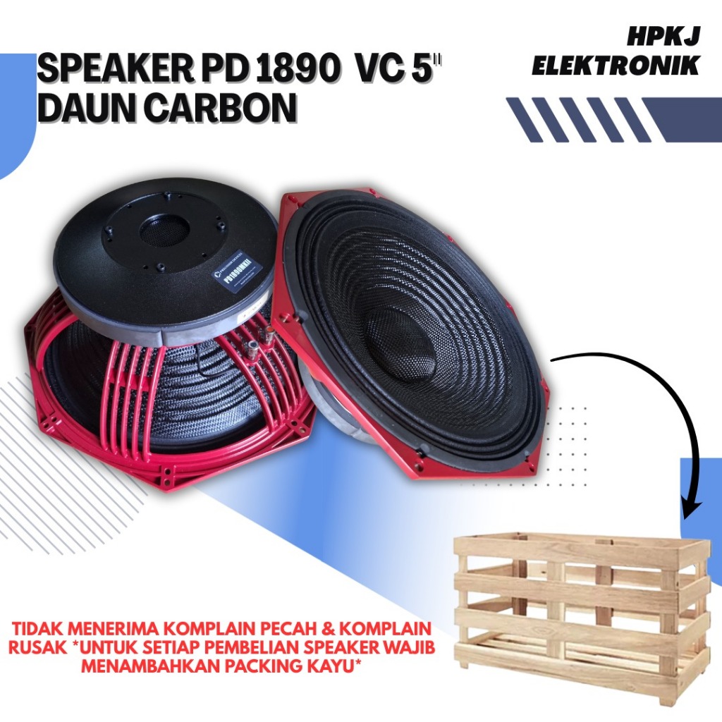 SPEAKER KOMPONEN PD1890 PD 1890 18 INCH COIL 5 IN Daun Carbon